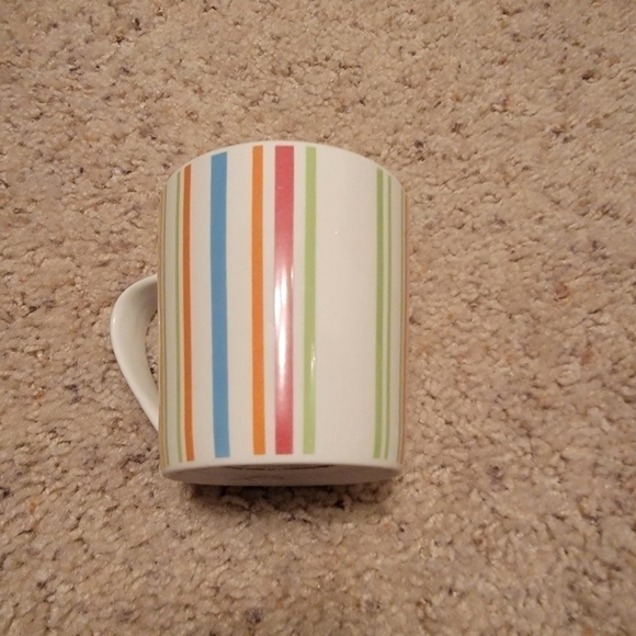 2005 Starbucks Coffee Co. Striped Mug White Multi-Colors Holds 14 Fl. Oz. Good - Picture 2 of 5